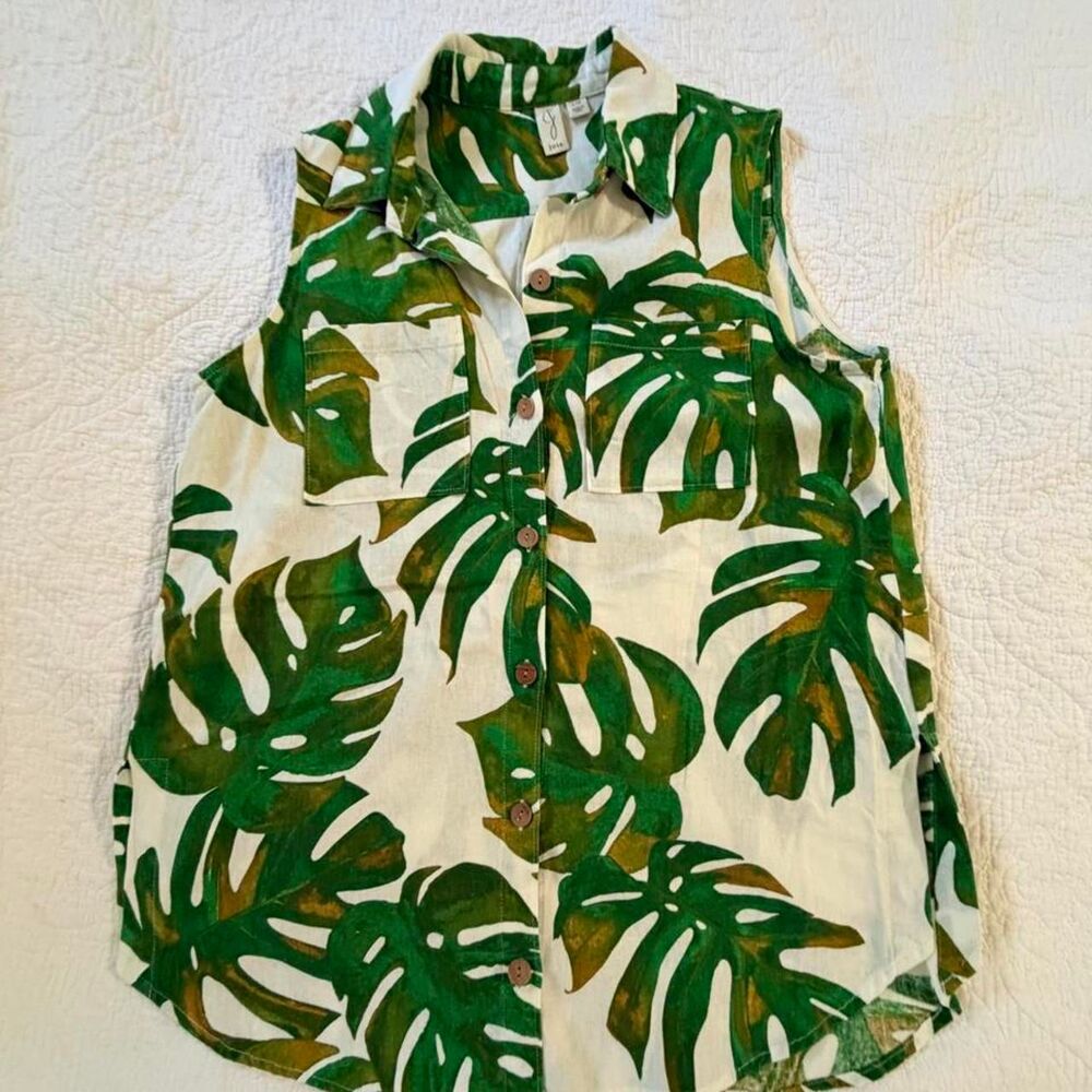 Joie Women's Leaf Sleeveless Button-up Top